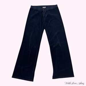 Y2k 2000s vintage Juicy Couture low rise navy flare velour sweatpants